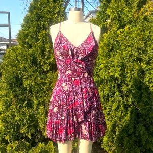 Kimchi Blue Urban Outfitters Purple Pink Boho V-Neck Halter Top Floral Dress